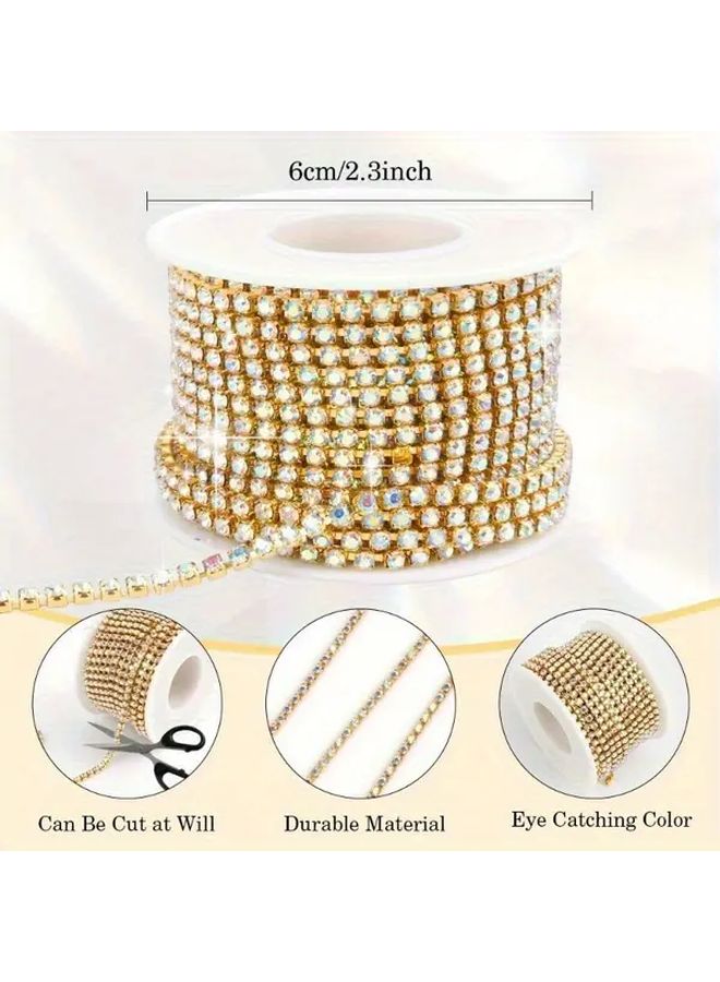 SS12 2 8mm سلسلة ترصيع حجر الراين الذهبي 50 ياردة لتزيين الأزياء والحرف اليدوية - Image 4